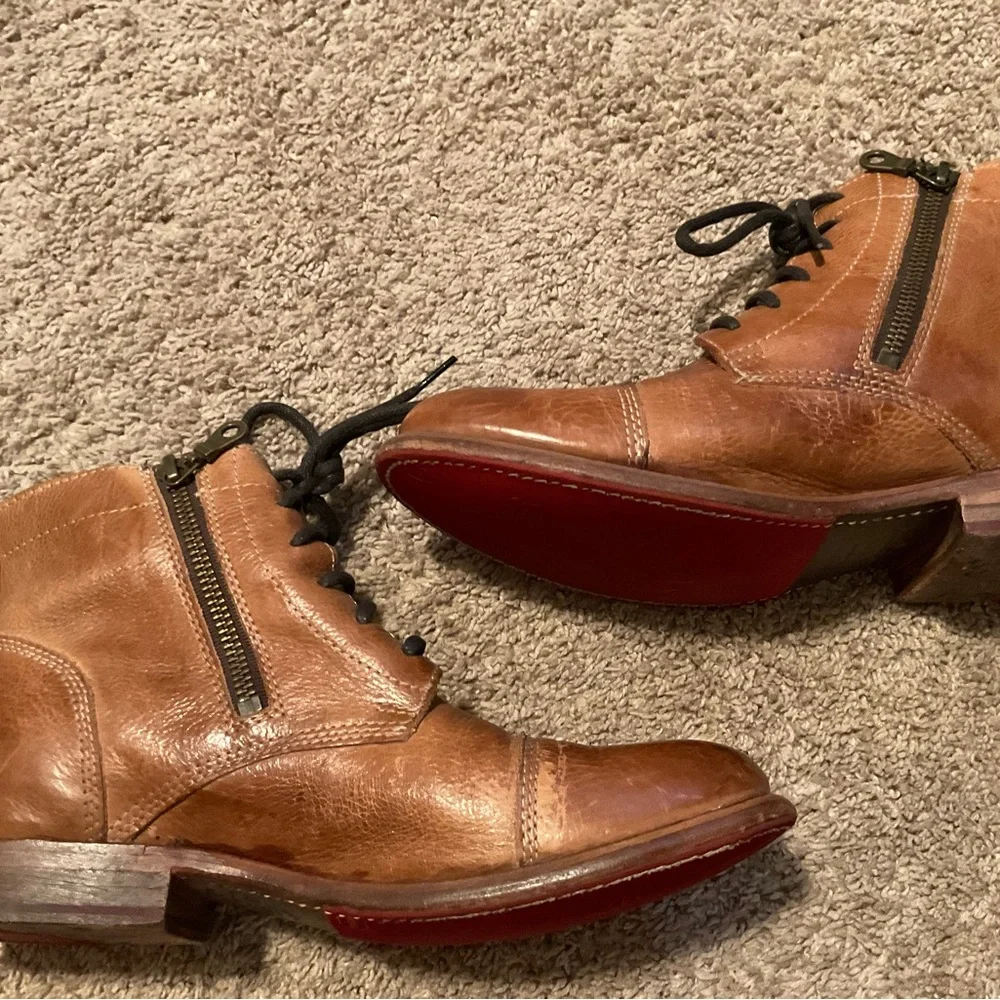 BED|STU Brown Leather Lace-Up Ankle Boots